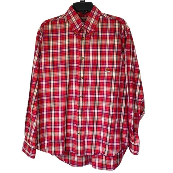 IVY CREW men's size XL CLASSIC red plaid long sleeve button down shirt - Picture 1 of 5